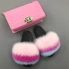 Bag Summer New 2 Piece Pvc Jelly Handbags Candy Jelly Crossbody Bag Handbags Matching Fur Slippers