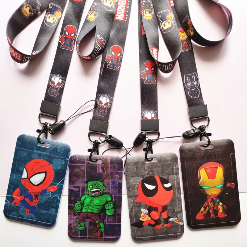 100Pcs Avengers Super hero Lanyards ID Card Badge Holder Keychain Neck Key 