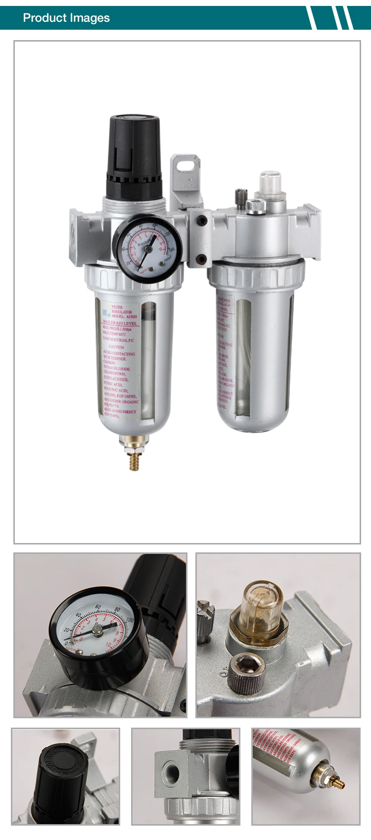Source regulator lubricator pneumatic air filter 1/4"g frl units china supply preparation treatment air control unit