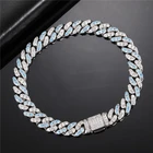 Bracelet Silver 8MM CZ Iced Out Cuban Bracelet Hip Hop Rose Gold Interval Silver Bracelet