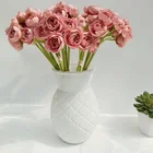 Plant Factory High Quality Artificial Flower Green Plant Interior Decoration 6 Camellia Silk Cloth