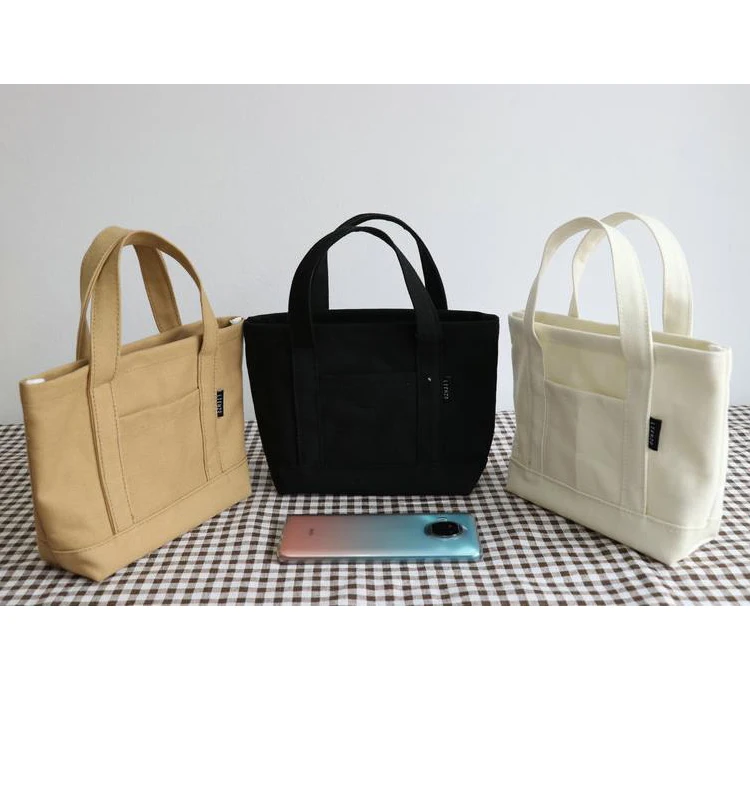 Modern Stylish mini phone bag eco friendly cotton canvas lady's tote handbag