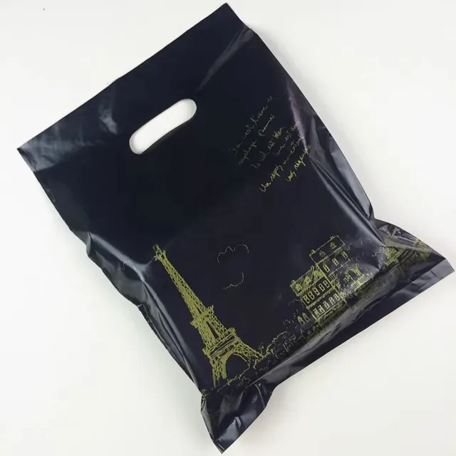 Chen Han Factory Wholesale Eiffel Tower Plastic Gift Bags HDPE Portable Shopping Bags Flat Mouth Clothing Bags