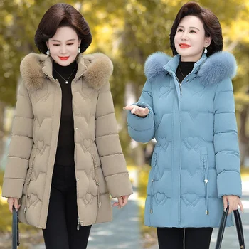 Factory wholesale women's winter cotton-padded jacket in long cotton-padded jacket with large size and thick down coat