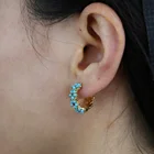 Hoop Earring 2021 Valentines' Day Gift For Lover Girlfriend Fashion Gold Plated Turquoise Flower Hoop Earring