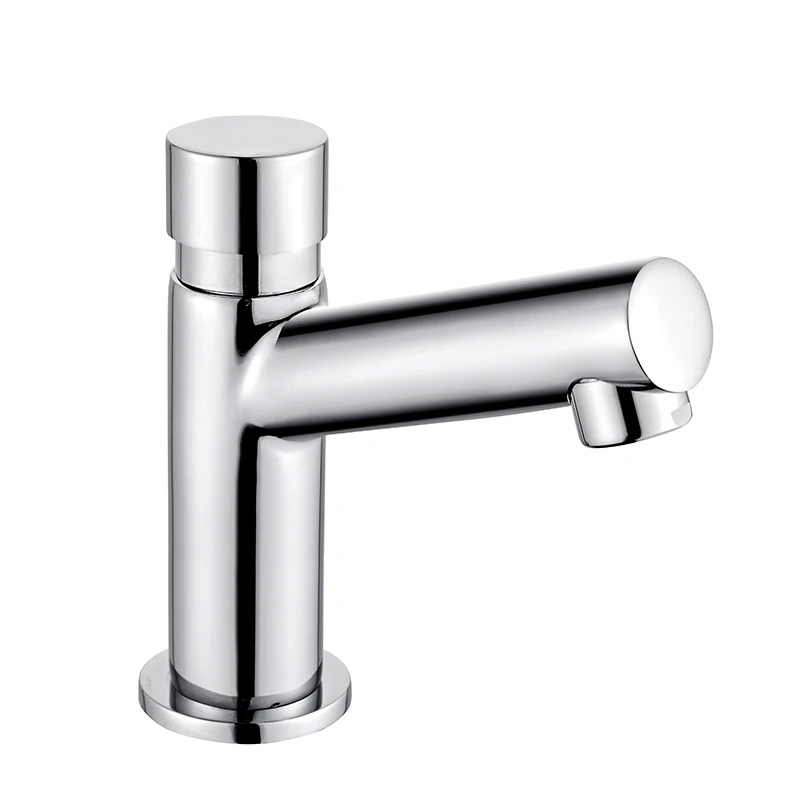 Bathroom Faucet Water Saving Time Delay Faucet for Public Ktchen Bathroom Goick Chrome-Plated Self Closing Basin Sink Tap 