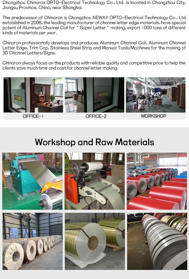 High Purity 1000 Series Grade Aluminum Trim Cap for Channel Letter with 50m Length and 5 Years Warranty