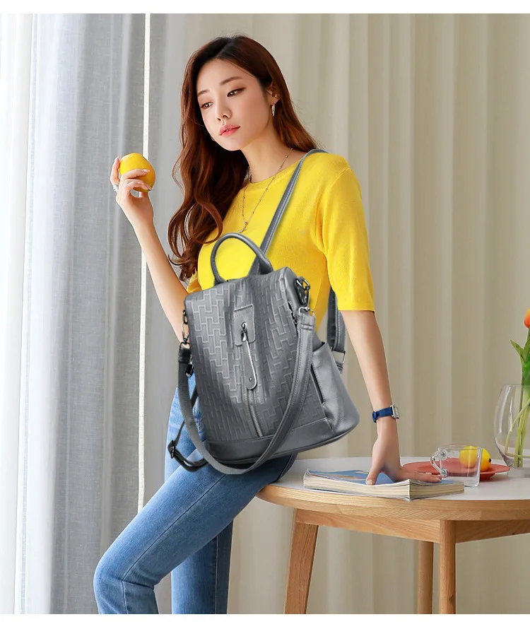 New Arrival Fashion Women Backpack Casual PU Leather Shoulder Bag Waterproof Large Capacity Handbag For Leisure Travel