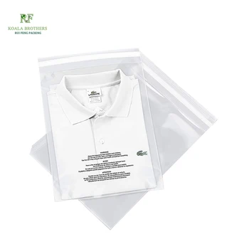 10*13'' self seal 1.5mil clear poly bags with suffocation warning, clear plastic shirt packaging bags