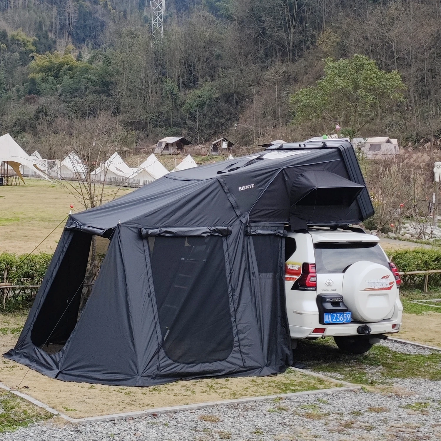 3-4 Person Quick Automatic Opening Waterproof 2000-3000 Mm Four-season Side Open Roof Top Tent for Jeep Gladiator