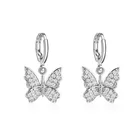 Gold Butterfly Hot Style Women Gold Plated Butterfly Diamond Earrings Rhinestone Butterfly Hoop Earrings