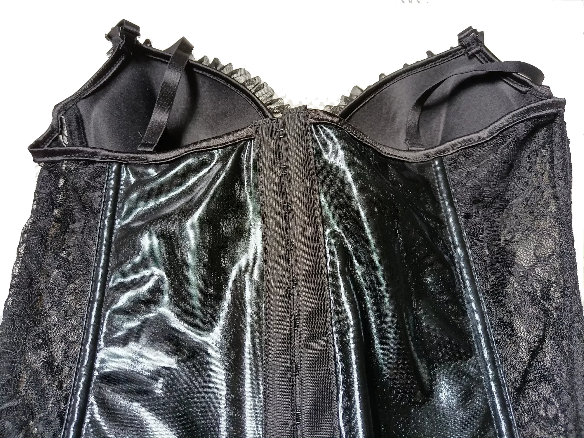 Temptation Leather Lingerie Women Sexy Corset Mesh Transparent Slip