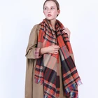 Woven Scarf New Winter Soft And Warm Rainbow Colors Acrylic Stripes Woven Ladies Shawl Scarf