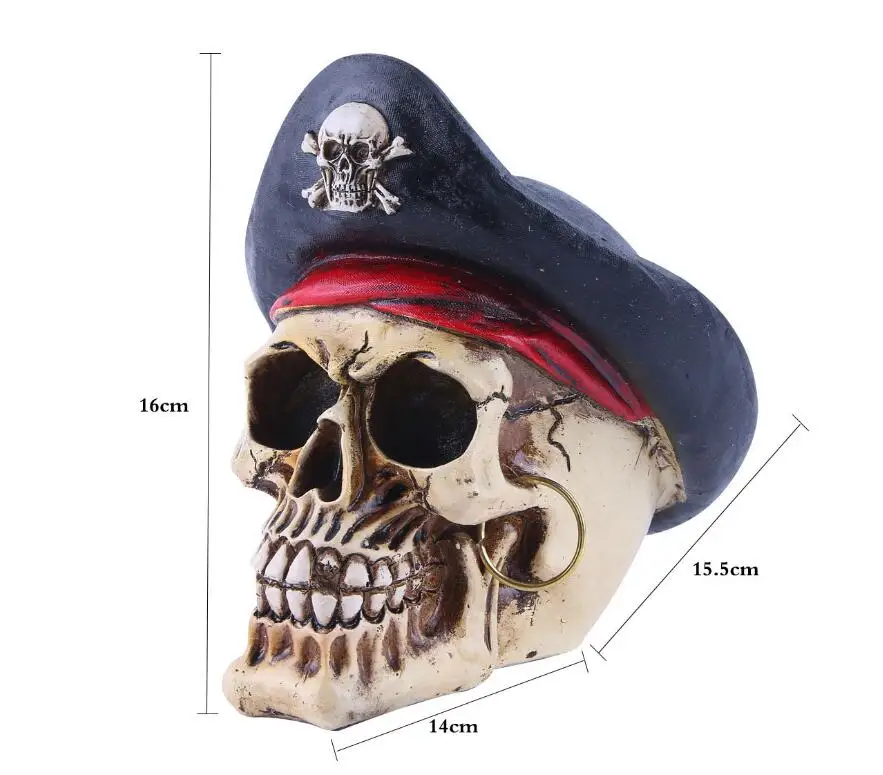 Pirate Skull Head Ornament Figures Gothic 13cm Gift 
