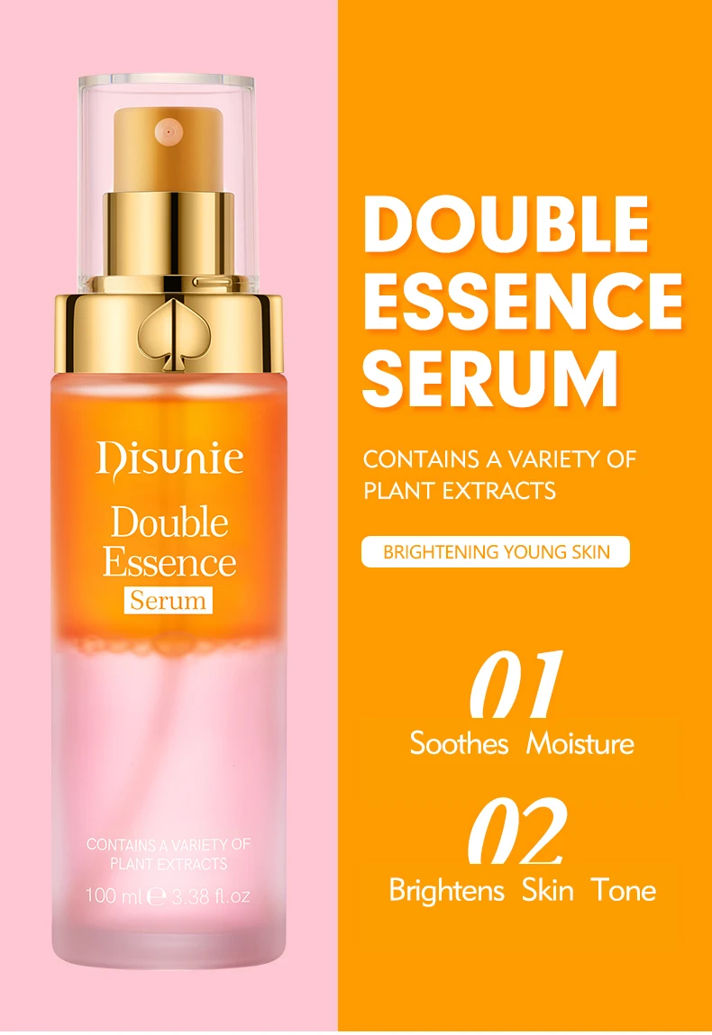 Oem Double Essence Serum Vitamin c & Niacinamide Natural Even Skin Tone Soothing Moisturizing Skin Glow Face Serum