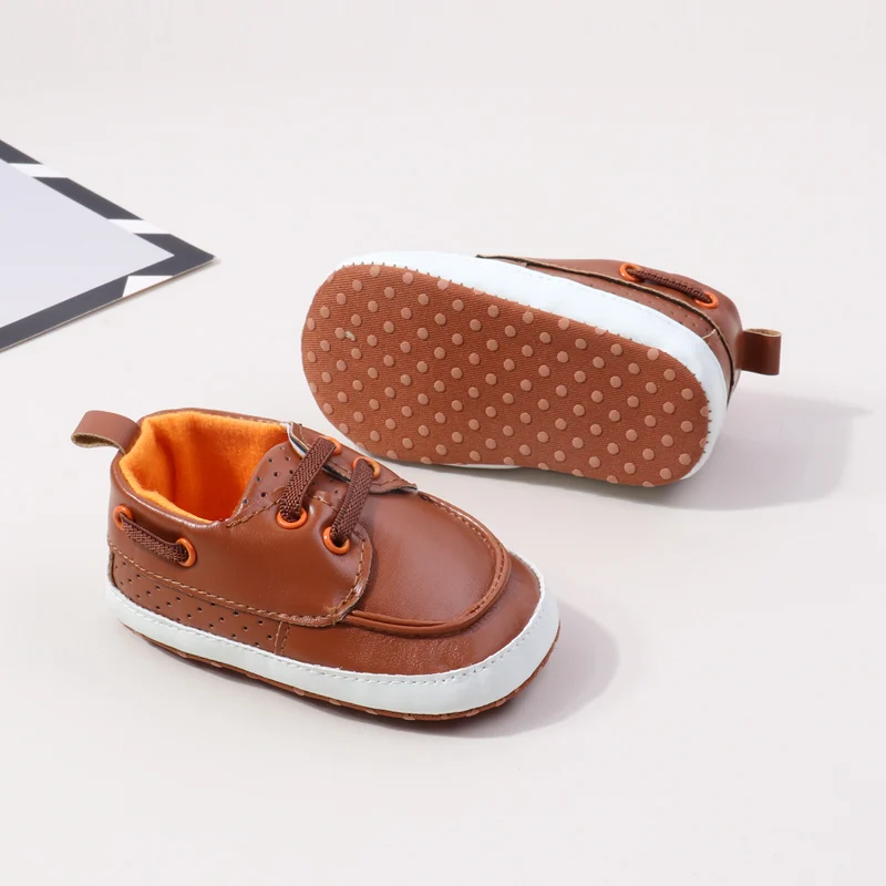 Ashional PU Baby Dress Shoes for Boys Spring Season Sprint Autumn Lightweight Breathable Anti-Slip Solid Pattern manufacture