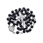 Black Beads Black Black Beads Rosary Cross Necklace Fashion Chain Jewelry For Men