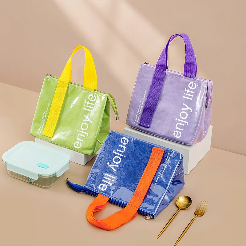 Portable Cooler Bag Fashionable PU Material Eco-Friendly Lunch Insulated Bag Printed Letter Pattern factory