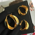 Earrings Earrings Ins Retro Minimalist Style 18k Gold Temperament Geometric Twisted Large Hoop Earrings