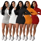 Clothing Long Sleeve Solid Color Slim Clothing Trend Casual Women's Hoodies Tight Dress