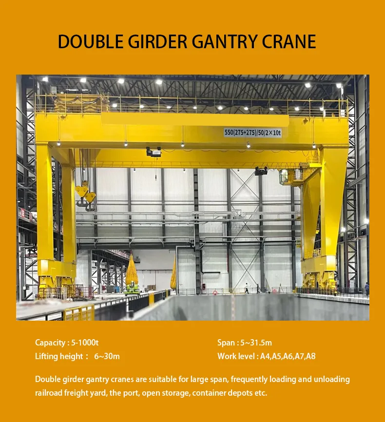 Ton Ton Double Beam Mobile Gantry Crane Lifting Equipment Double