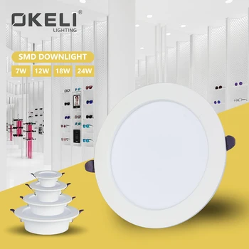 OKELI Anti Glare Commercial Office Indoor Light 7W 9W 12W 18W 24W Ceiling Recessed LED Downlight
