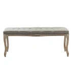 Bench Wood Frame Tufted Upholstery Rubber Wood Legs Bench Chair With Antique Finish