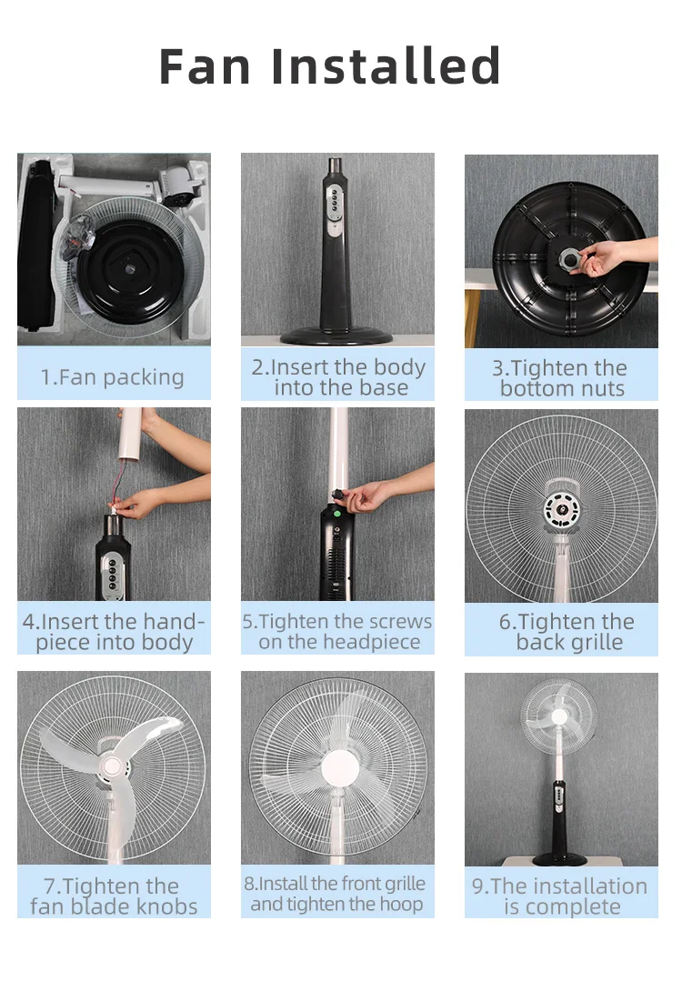 Pedestal Fan, Solar, 48W max, Plastic - detail 8