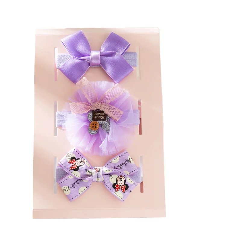 Hot sale  fashion 3pcs set baby hairband bowknot hair accessoriss 38-54cm adjustable size  gift box OEM