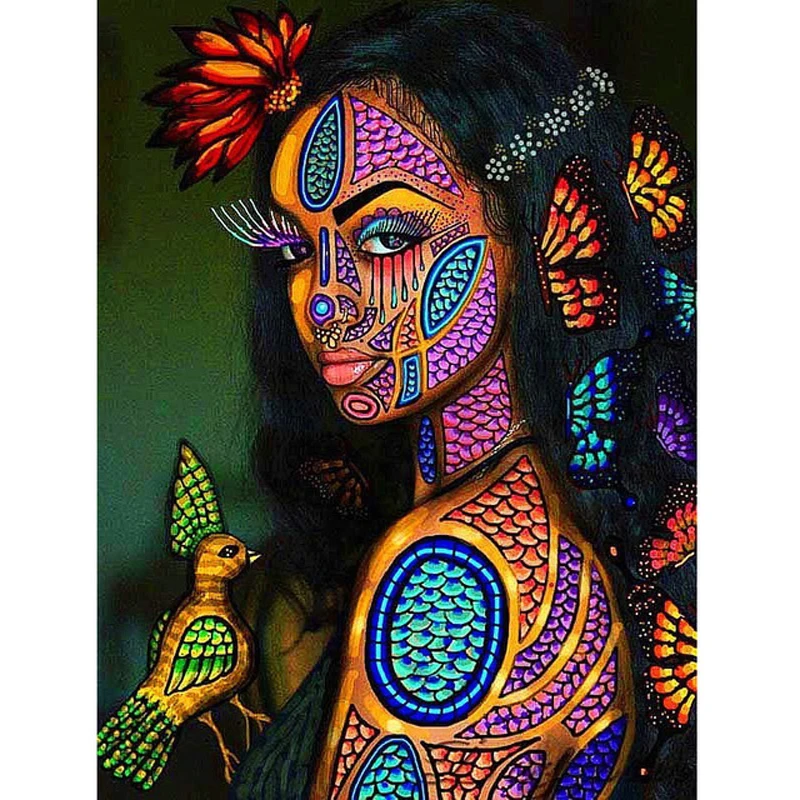 DIY 5D Diamond Mosaic Painting African Black Women Girl Portrait Home Crafts 