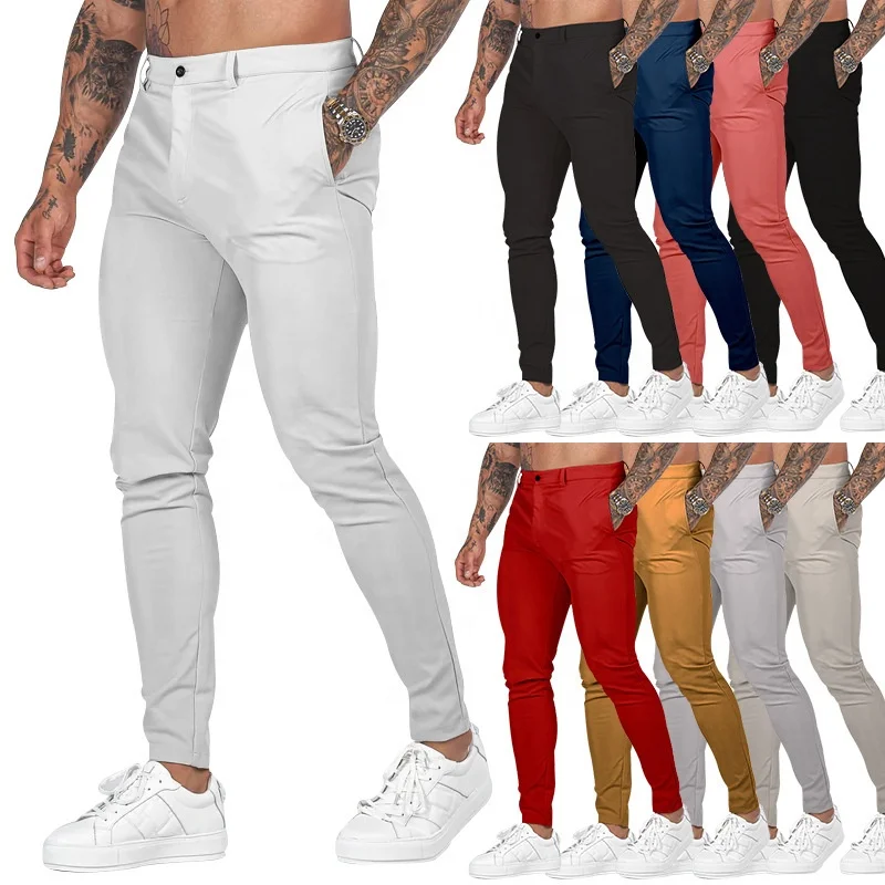 Pudolla Men's Golf Pants Stretch Sweatpants with Zipper Pockets Slim Fit Work Casual Joggers Pants for Men