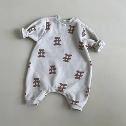 New trendy infant baby jumpsuits cartoon thicken warm toddler girls one-piece clothing unisex baby bodysuits