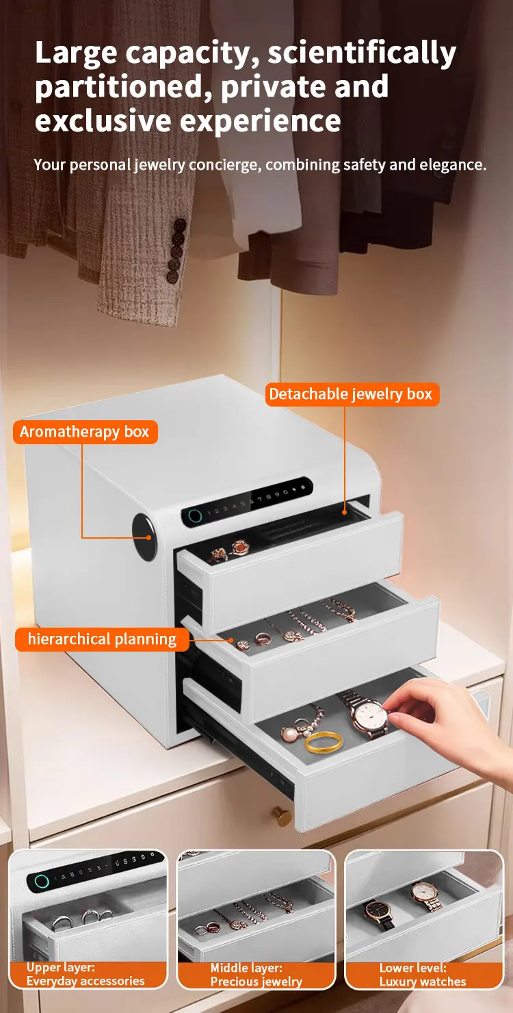 f2 1a ceqsafe smart customized personal jewelry drawer box smart anti theft steel safe storage for home use-9