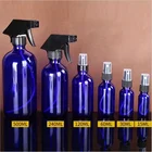 Blue Bottle Glass Bottle Manufacturers Amber Blue Boston Round Essential Oil Spray Glass Bottle