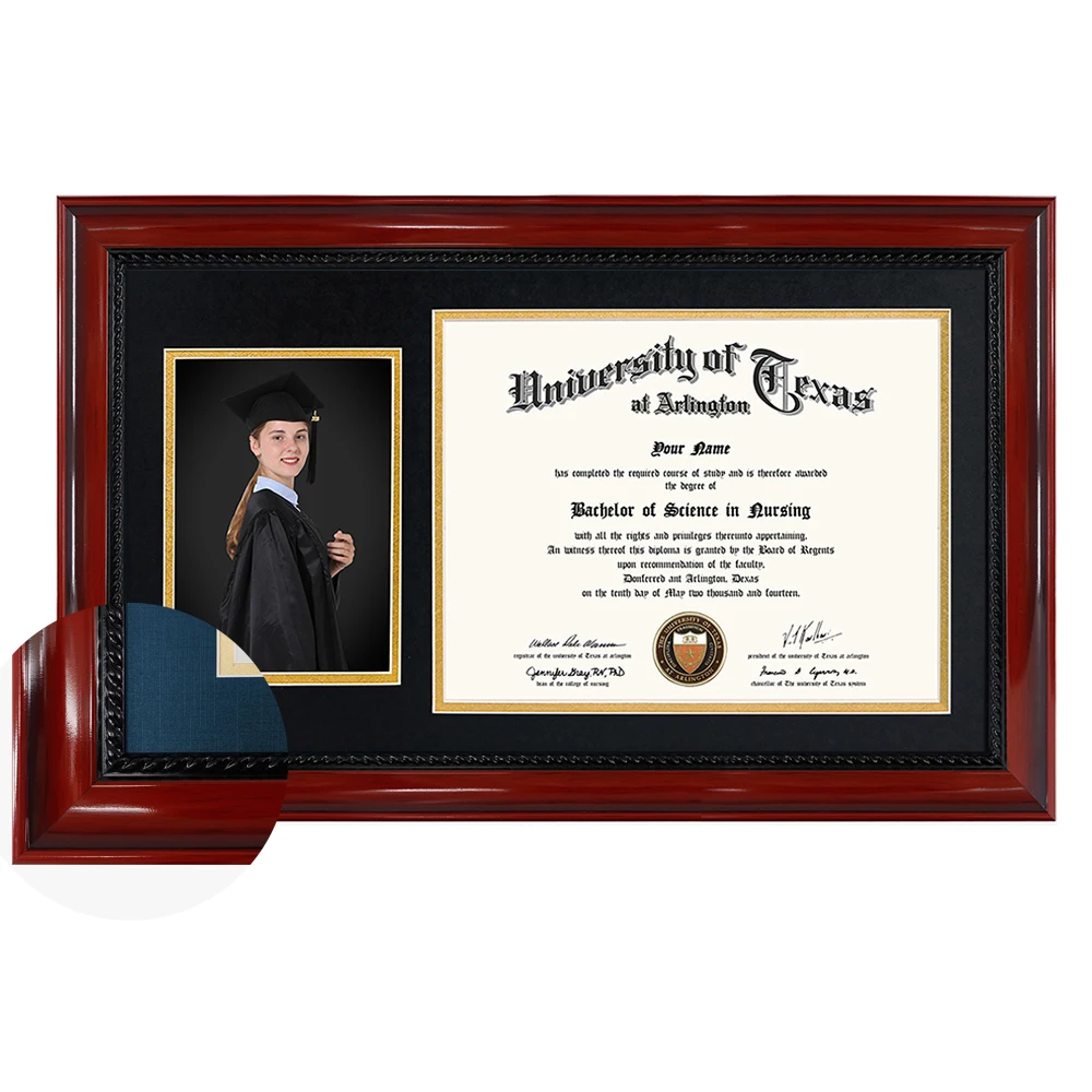 Premium solid wood certificate frame construction details Elegant wooden diploma holder with glass protection