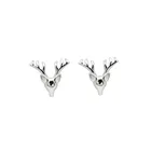 925 Silver Jewelry PONEES New Fashion 925 Sterling Silver Cute Antler Stud Earrings For Women Girls Jewelry