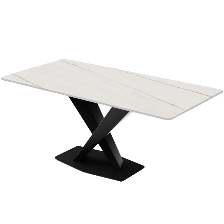 Modern Luxury Design  Nordic Dining Room Restaurant Full Black Italian Large Square Marble MDF Top Dining Table