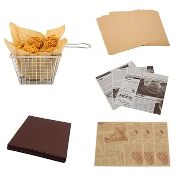 Food grade custom logo brown bread hamburger burger sheets butter sandwich baking parchment greaseproof wax food wrapping paper