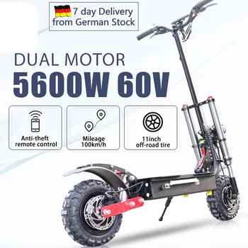 EU Stock 100KM 5600W Powerful Electrical Scooter Dual Motor Foldable 11Inch E Scooters 85km/h Fat Tire Off Road Electric Scooter