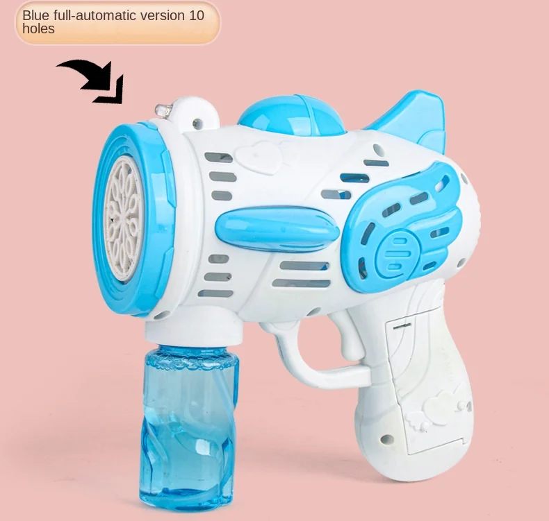 Professional Manufacturer's Angel Light Bubble Gun 30-Hole Rocket Bubble Blowing Machine Outdoor Toys Game Fun Plastic Wholesale