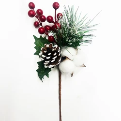 wholesale berry pine cone christmas picks pine needle branch  greenery christmas pine artificial pick christmas floral picks