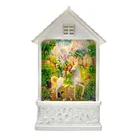 European Fancy Musical Plastic Non Glass Material Resin Craft Pink House Shape Snow Ball Christmas Lantern With Fairy