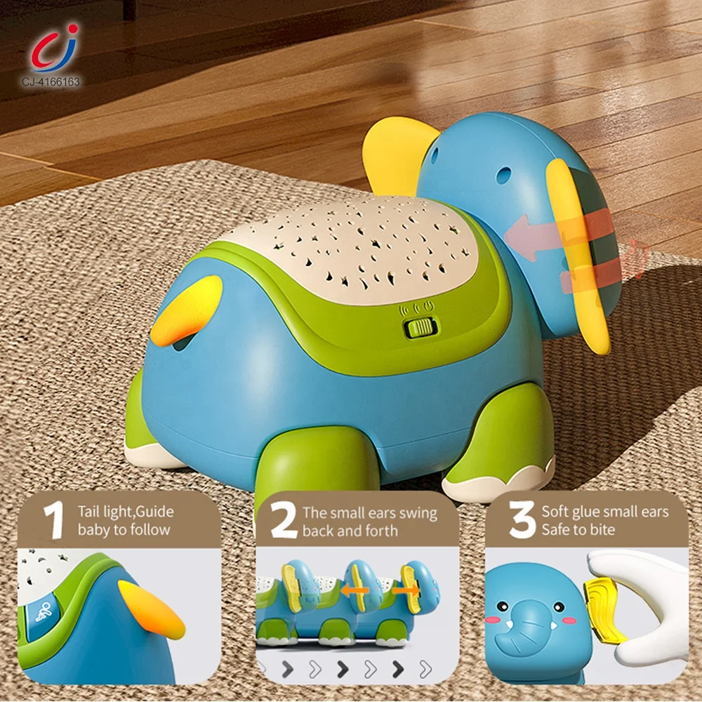 Chengji kids activity electrical musical remote control projection elephant learning crawling baby educational toy sets