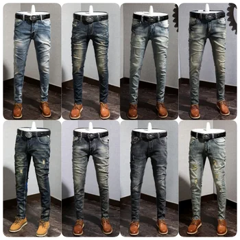 Wholesale new high quality casual fashion elastic wear-resistant work pants custom large size men's straight leg jeans