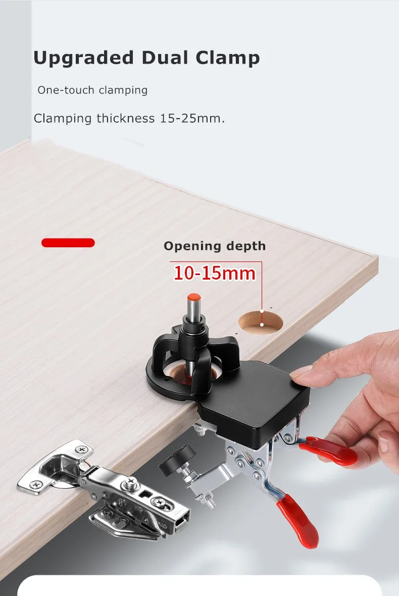 Hinge Positioning Hole Opener Tapper 35mm Three Bearing Aluminium Alloy