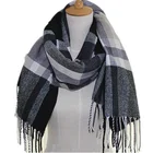 Scarf F Scarf Wholesale High Quality 100% Acrylic Plaid Pattern Scarf Stock Scarf And Shawls