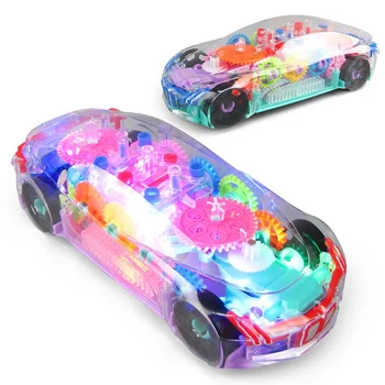 2022 New Product Electric Toy Flashing Light B/O Transparent Racing Track Universal Concept Car Toy With Music