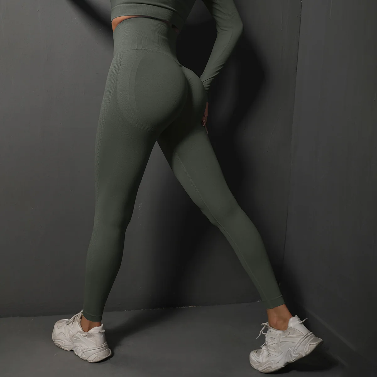 Custom High End Nude Women Leggings High Waist Running Scrunch Butt