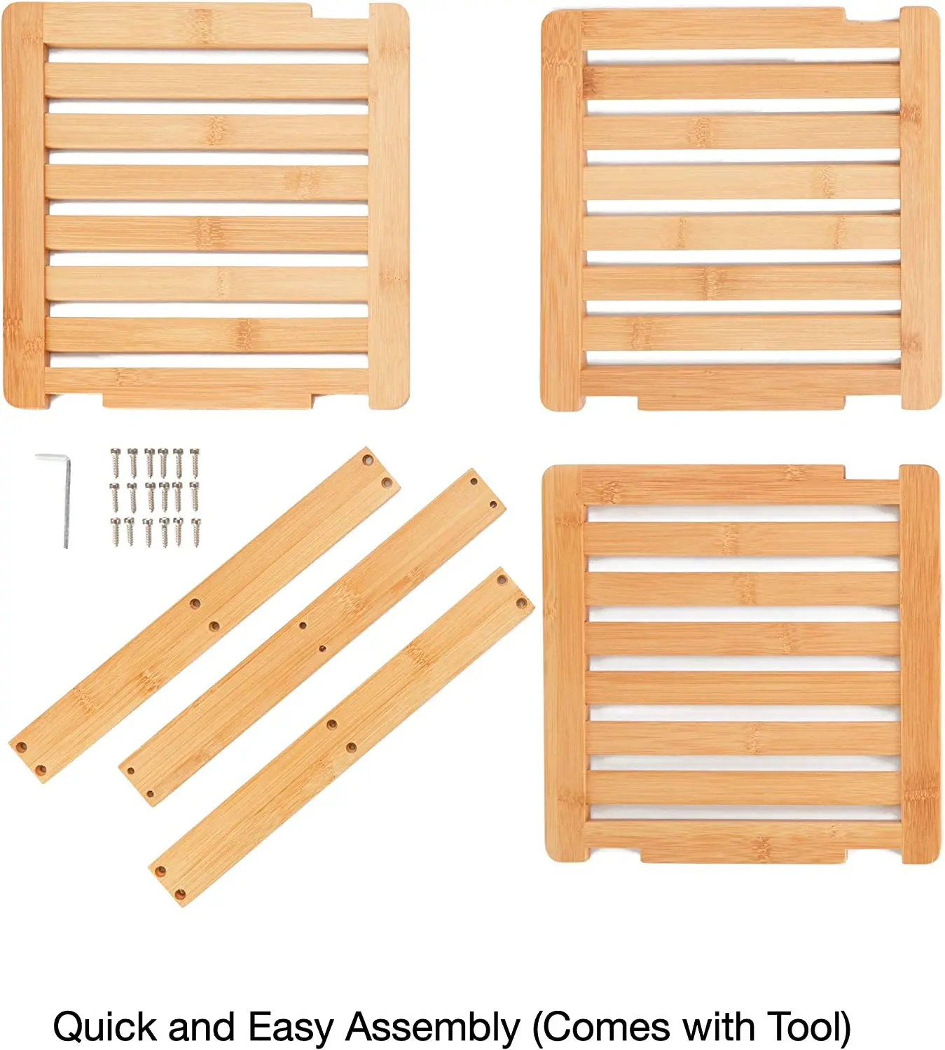 Premium Bamboo Wood Free Standing Rack Kitchen Countertop Corner Shelf for Cabinet Organizer Pantry Organization and Storage