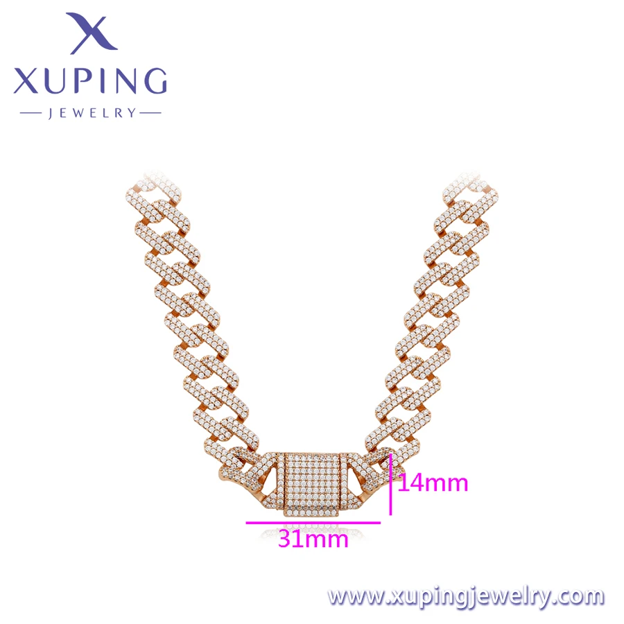 X000662945 XUPING Jewelry fashion elegant hot selling high quality 18k gold color  Dragon Beard Double Tone Diamond necklace